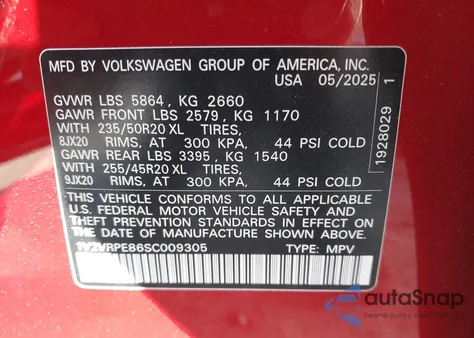 2025 Volkswagen Id.4 Pro S из США, поврежденный, VIN 1V2VRPE86SC009305